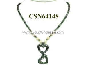 Hematite Heart Pendant Beads Stone Chain Choker Fashion Women Necklace